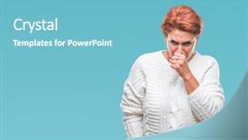  Presentation with healthcare - Amazing slides having neumonia - atrractive senior caucasian redhead woman backdrop and a light blue colored foreground