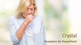  Presentation with healthcare - Theme featuring neumonia - middle age blonde woman background and a cream colored foreground