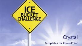  Presentation with challenge - Colorful PPT theme enhanced with neurodegenerative disease - ice bucket challenge road sign backdrop and a sky blue colored foreground