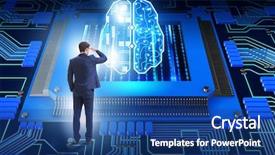  Presentation with cognitive - Beautiful theme featuring neuron system - cognitive computing concept as future backdrop and a  colored foreground