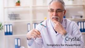  Presentation with aged spouse - Cool new PPT theme with neurology examination - aged male doctor with hammer backdrop and a light blue colored foreground