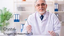  Presentation with aged - PPT theme having neurology examination - aged male doctor with hammer background and a lemonade colored foreground