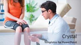  Presentation with metabolic doctor examining - Theme having neurology examination - doctor neurologist examining female patient background and a light blue colored foreground