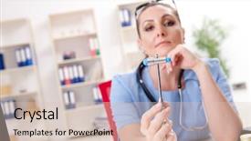  Presentation with working in a clinic - Audience pleasing PPT theme consisting of neurology examination - female doctor neurologist working backdrop and a  colored foreground