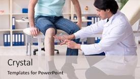  Presentation with uae old man - Slides with neurology examination - old man visiting young male background and a lemonade colored foreground