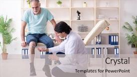  Presentation with neurology - Cool new presentation theme with neurology examination - old man visiting young male backdrop and a light gray colored foreground