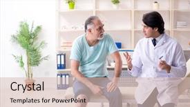  Presentation with neurology - Presentation enhanced with neurology examination - old man visiting young male background and a lemonade colored foreground