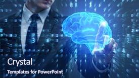  Presentation with neuron - Colorful slide set enhanced with neuron system - businessman in artificial intelligence concept backdrop and a navy blue colored foreground