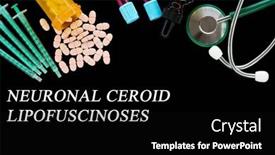  Presentation with medical pills - Slides featuring neuronal-ceroid-lipofuscinoses-text background and a  colored foreground