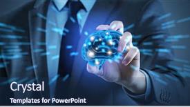  Presentation with artificial intelligence - Beautiful slide set featuring neuronal network - businessman in artificial intelligence concept backdrop and a ocean colored foreground