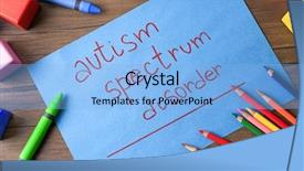  Presentation with autism - Audience pleasing slide deck consisting of neuropsychology - colorful pencils cubes and paper backdrop and a light blue colored foreground