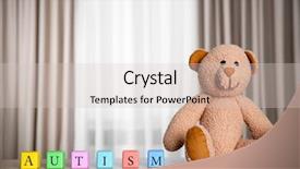  Presentation with teddy bear - PPT theme having neuropsychology - colorful wooden cubes with teddy background and a lemonade colored foreground