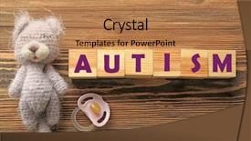  Presentation with wooden toy - Slides with neuropsychology - cubes with word autism background and a coral colored foreground