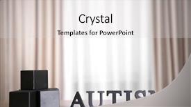  Presentation with autism - Presentation theme having neuropsychology - wooden cubes on curtains background background and a light gray colored foreground