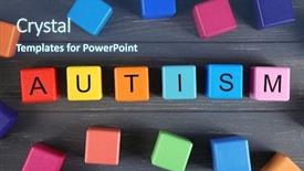  Presentation with autism - Beautiful presentation theme featuring neuropsychology - wooden cubes with word autism backdrop and a ocean colored foreground