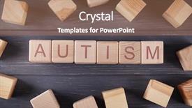  Presentation with autism - Presentation theme with neuropsychology - wooden cubes with word autism background and a coral colored foreground