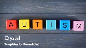  Presentation with autism - Slides consisting of neuropsychology - wooden cubes with word autism background and a gray colored foreground