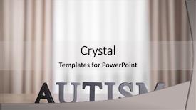  Presentation with curtains - Presentation theme consisting of neuropsychology - wooden word autism on curtains background and a light gray colored foreground