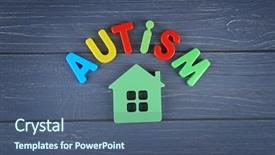  Presentation with autism - Slide deck enhanced with neuropsychology - word autism with house background and a ocean colored foreground