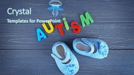  Presentation with autism - Audience pleasing slide deck consisting of neuropsychology - word autism with pacifier backdrop and a ocean colored foreground