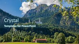  Presentation with alps - Colorful slide set enhanced with neuschwanstein-castle-bavarian-alps-germany backdrop and a ocean colored foreground