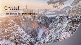  Presentation with middle ages - Slide set consisting of neuschwanstein castle during sunrise background and a lemonade colored foreground