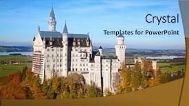  Presentation with german castle - Audience pleasing PPT layouts consisting of neuschwanstein castle in bavarian alps backdrop and a light blue colored foreground