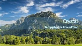  Presentation with german castle - Presentation design featuring neuschwanstein castle in the bavarian alps of germany background and a ocean colored foreground