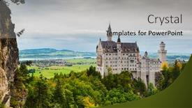  Presentation with fog - Cool new presentation design with neuschwanstein-castle-with-fog backdrop and a light gray colored foreground