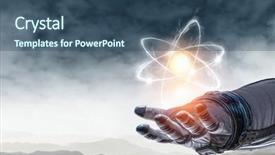  Presentation with astronomy - Colorful presentation theme enhanced with neutrons - astronomy as science backdrop and a ocean colored foreground