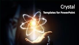  Presentation with atom - Amazing slide deck having neutrons - atom molecule research backdrop and a black colored foreground