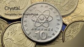  Presentation with atom - Slides having neutrons - coins of greece atom electron background and a coral colored foreground