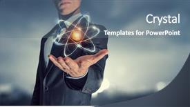  Presentation with neutrons - Slides enhanced with neutrons - humankind and science background and a ocean colored foreground