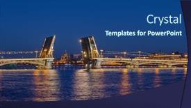  Presentation with bridge - Slide set having neva-river-and-open-blagoveshchensky background and a ocean colored foreground