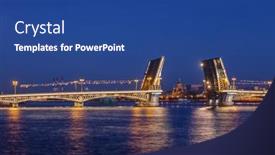  Presentation with bridge - Amazing slide set having neva-river-and-open-blagoveshchensky backdrop and a ocean colored foreground