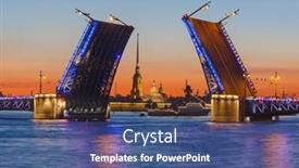  Presentation with human hands open palm up - Colorful presentation theme enhanced with neva-river-and-open-palace backdrop and a ocean colored foreground