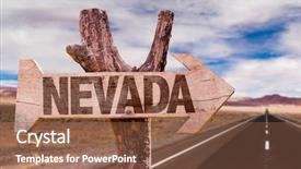  Presentation with nevada desert - Presentation design with nevada wooden sign with desert background and a tawny brown colored foreground