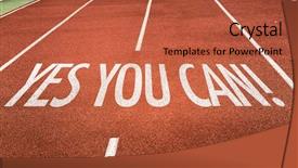  Presentation with yes - Colorful PPT theme enhanced with never give up - yes you can written backdrop and a red colored foreground