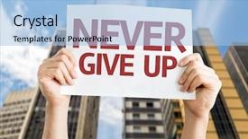  Presentation with give - Slides enhanced with positive attitude think positively slogan - never give up card background and a light blue colored foreground