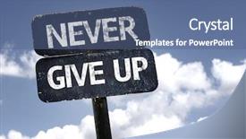  Presentation with give - Beautiful presentation featuring never give up sign backdrop and a ocean colored foreground