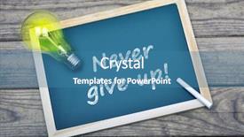  Presentation with glowing light bulb light bulb - Cool new slide deck with never give up text backdrop and a teal colored foreground