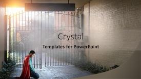  Presentation with faith - Presentation theme having never-give-up-with-faith background and a light gray colored foreground