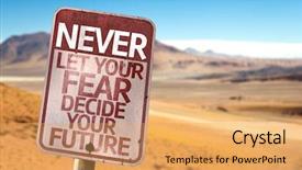  Presentation with fear - Slides having never let your fear decide background and a yellow colored foreground