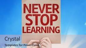  Presentation with lifelong learning - Audience pleasing presentation theme consisting of never stop learning card backdrop and a coral colored foreground