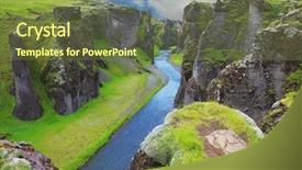  Presentation with water river - Presentation theme featuring neverland iceland the picturesque canyon background and a tawny brown colored foreground