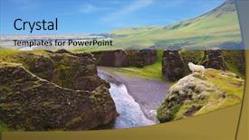  Presentation with water river - PPT theme enhanced with neverland iceland the picturesque canyon fjadrargljufur rocks with yellowed grass and blue water of the river background and a light blue colored foreground