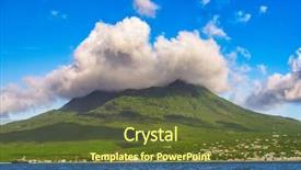  Presentation with volcano - Audience pleasing PPT theme consisting of nevis peak a volcano backdrop and a tawny brown colored foreground