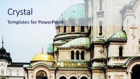  Presentation with bulgarian history - Colorful presentation design enhanced with nevsky cathedral is a bulgarian backdrop and a sky blue colored foreground