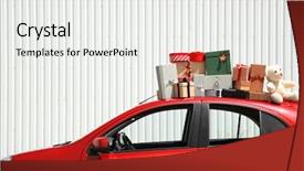  Presentation with santa - Slide deck enhanced with s new - santa's red car with gift background and a white colored foreground