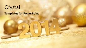  Presentation with new-year - PPT layouts featuring new 2014 year background and a blonde colored foreground